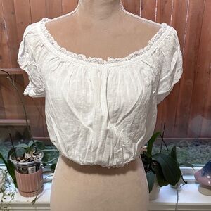 White Lace Trimmed Women's Crop Top